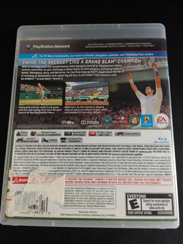 Jogo Ps3 Grand Slam Tenis 2 Playstation 3 Física Original (Usado)