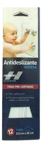 Cinta Antideslizante Bañera X 12 Tiras X 25 Cm Precortadas