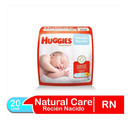 Pañales Bebe Huggies Natural Care Recién Nacido 20 Und