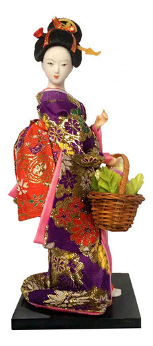 Elegante Muñeca Geisha Con Kimono Tradicional Estilo F