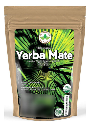 Yerba Mate Tea 1lb (16oz) Hi-caffeine 100% Certificado Orgán