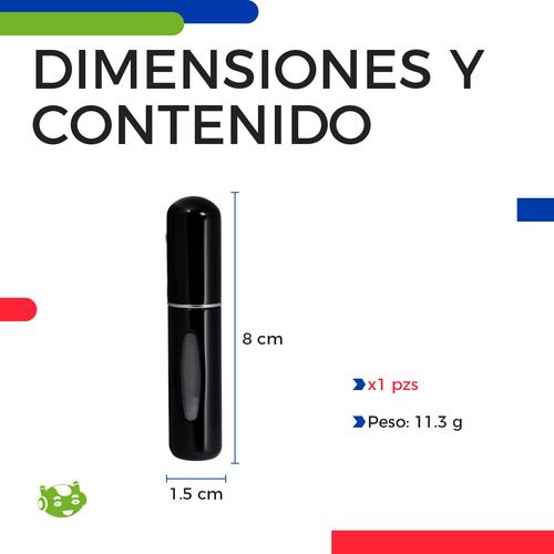 Atomizador Mini De Perfume Portátil Y Recargable Slim Company Spray En Cápsula Para Viaje, Frasco Perfumero Color Negro