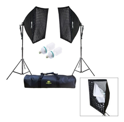 Kit Luz Continua 2 Softbox 50x70 2 Lâmpadas 220v 2 Tripés