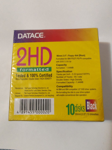 Diskette Datace 3'5 10 Unidades 2hd 1.44 Nuevo (#2609