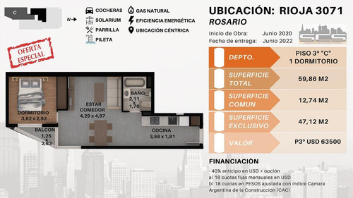 Imagen 8 de 22 de 1 Dormitorios Contrafrente C/amenities - Rioja 3071