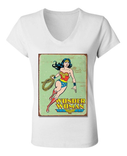 Remera Mujer Escote V - Wonder Woman Retro