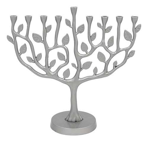 Menorah Tree Of Life Antique Silver And Gold Finish, Tree Of
