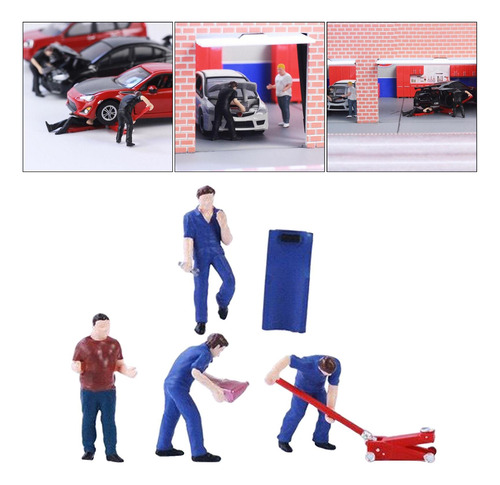 Mini Personaje Diorama Figura Auto Reparador Trabajador Azul