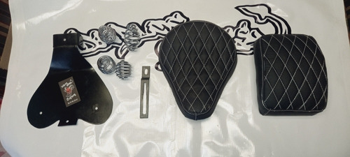 Kit Asientos Bobber Chopper Hd Rombos Bco Con Resortes