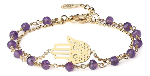 Coai Linda Pulsera De Mano De Hamsa Con Piedra De Amatista P