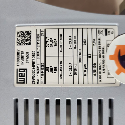 Inversor Weg Cfw500d24p0t4db20 11kw 380v (Usado)