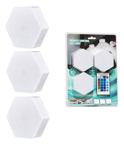 Pack 3 Luces Hexágono Led Rgb Touch Autoadhesivo Con Control