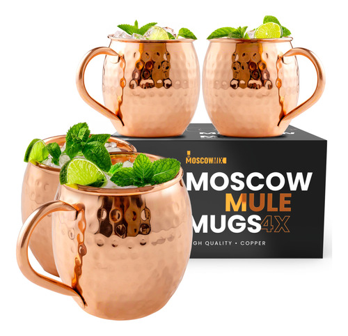 Set De 4 Tazas De Cobre Para Cóctel Moscow Mule