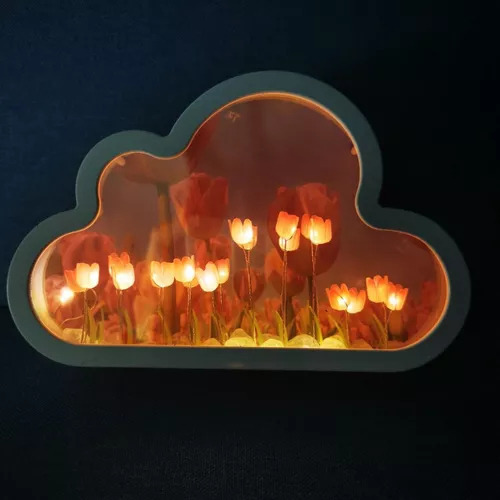 Luz De Noche Para Dormitorio Con Espejo De Tulipán En Forma