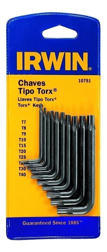 Jogo De Chaves Com Ponta Torx L Curta 10 Peças Iw10751 Irwin