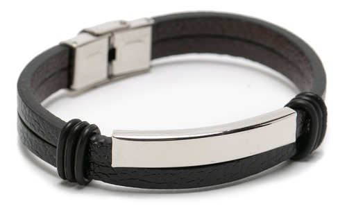 Imagen 2 de 10 de Pulsera Hombre Placa Grabable Color Plata