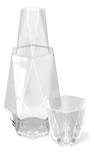 Jarra De Agua Moderna De Cristal Diseño Geométrico Me..