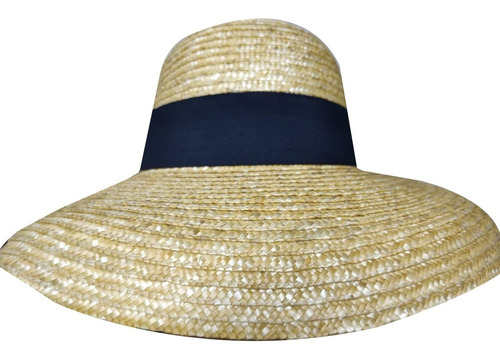 Sombrero Para Dama Elegante De Paja Grande 41cm Largo