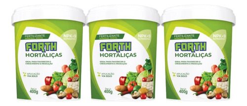 Kit 3 Fertilizante Adubo Hortaliças 400 Gramas - Forth