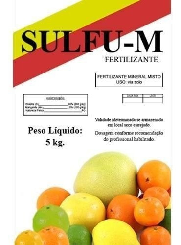 Sulfu-m 80% Enxofre E 1% Manganês Via Solo E Foliar Pacote 5 Kg