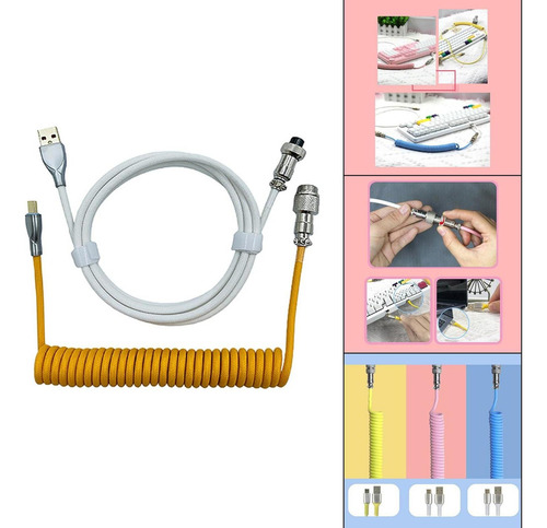- Cabo Enrolado Usb Para Tipo C Com Plugue De Branco