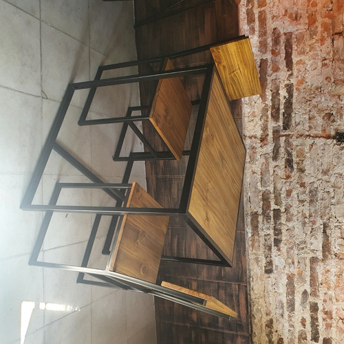 Mesa Bar 70x70x78 Reforzada Industrial + 2 Sillas Hierro