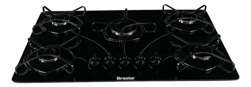 Fogao Cooktop Com Alimentacao Gas Braslar 5 Bocas Cor Preto 5 Queimadores