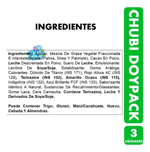 Chubi Arcor - Formato Para Compartir Doypack (pack De 3 Uni)