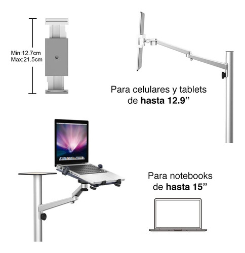 Stand Para Notebook Mac Tablet Celular Aluminio 105 Cms