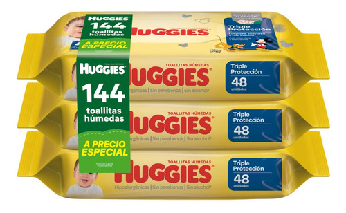 Toallitas Húmedas Huggies Triple Protección 144 Unidades