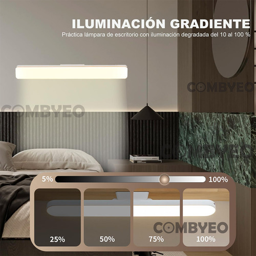 COMBYEO 2 piezas Lampara Pared Interior Magnética Luz Con Táctil Y Remoto,Adsorción Magnética,Luces de 3 Colores y Brillo Ajustable.Para Estudio, Escritorio, Dormitorio, Paredes,Luces Led Recargables