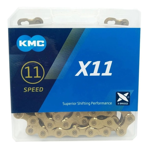 Corrente Kmc X11 Gold Dourado 118 Elos 1x11v 2x11v Speed Mtb