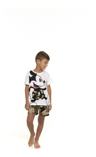 Pijama Infantil Verão Menino Mickey Manga Curta Evanilda