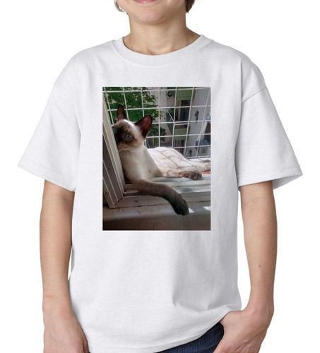 Remera De Niño Gato Siames Descansando