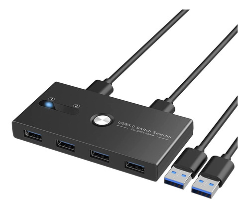 Conmutador Kvm Usb 3.0 + 4 Puertos Y 2 Cables