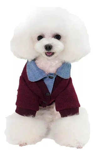 Buzo Para Perros Talle M | Sweter Bordo Con Cuello De Camisa Para Perros Marca Lookmy | Camperita Con Mangas Y Cierre Con Broches Para Mascotas Perros Y Gatos |