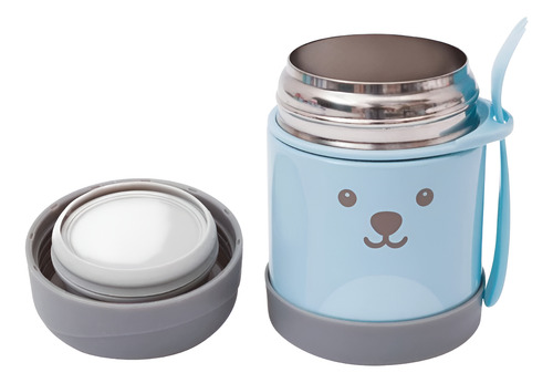Pote Térmico Com Talher Infantil Gumy Azul 320 Ml Buba