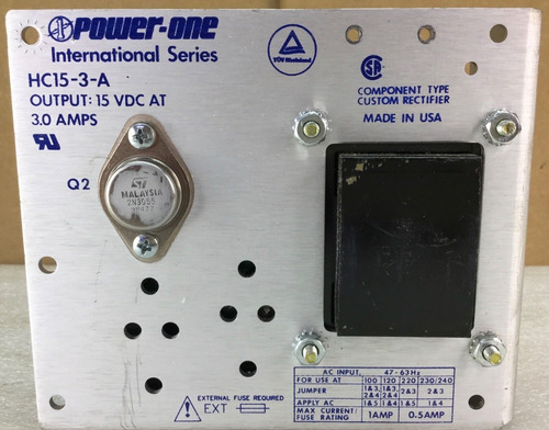 Power-one Hc15-3-a Ac-dc Power Supply 15vdc Output 3a Ne Eez