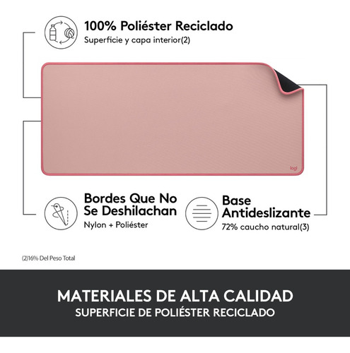 Imagen 8 de 10 de Mousepad Logitech Desk Mat Studio Series Rose