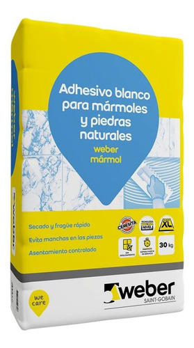 Adhesivo Blanco Marmol Impermeable Int Ext 30kg Weber - Mm