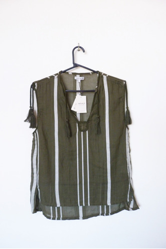Blusa Musculosa Verde Rayada, Talle S