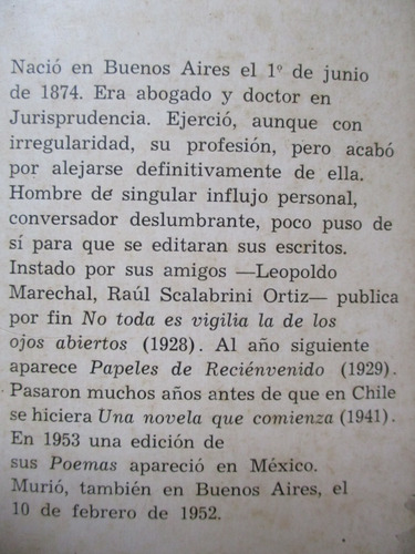 Imagen 10 de 10 de Macedonio Fernández - Papeles De Recienvenido. Poemas...