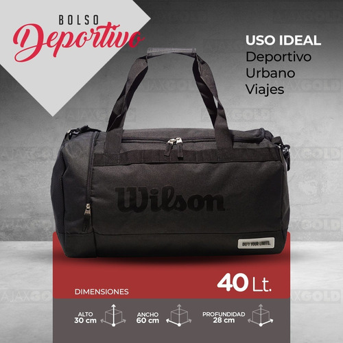 Imagen 3 de 10 de Bolso Wilson Deportivo Viaje Urbano Bolsillo Gimnasio Fit
