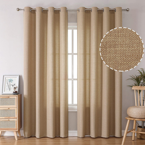 Bgment Cortinas De Lino Sinttico Natural Para Dormitorio, Co