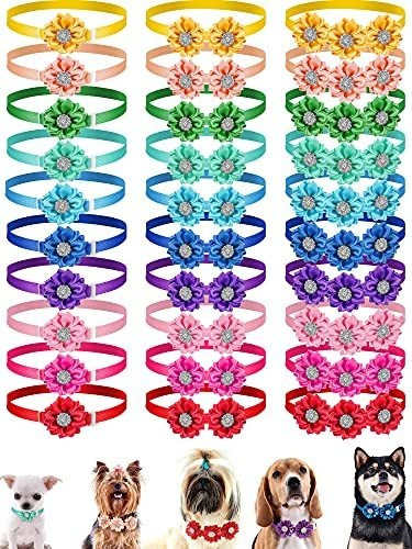 30 Piezas De Lazo De Perro Tie Pet Flower Collar 4dl5k