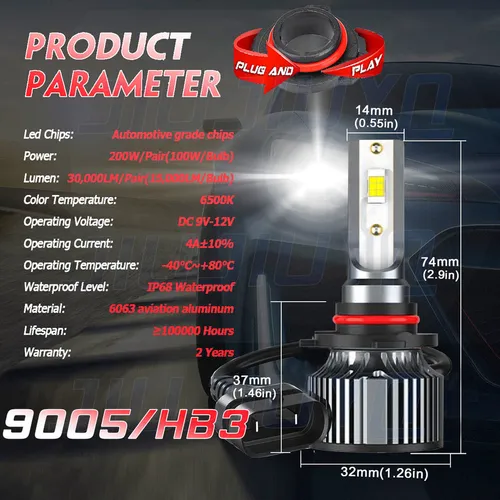 Cd- Kit Faros Luz Led 9005 H11 H10 30000lm Para Ford
