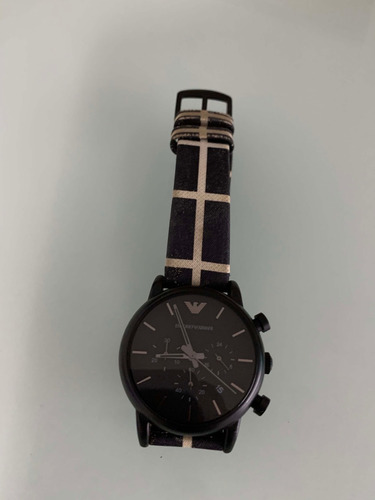 Relógio Emporio Armani Couro Black-white