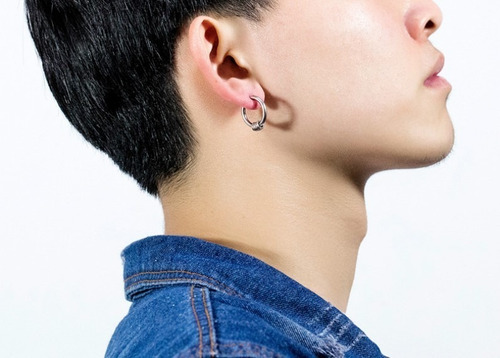 Imagen 3 de 3 de Aretes Arracadas Con Arillos De Acero - 596