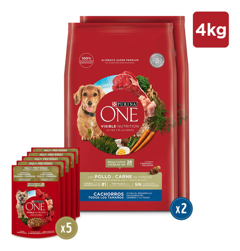 Pack Purina One Cachorros + 5 Pouches