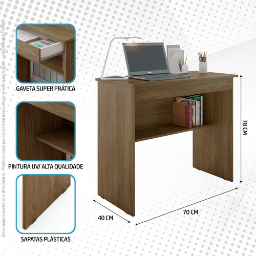 Escrivaninha Compacta Com Gaveta E Nicho 70cm Home Office